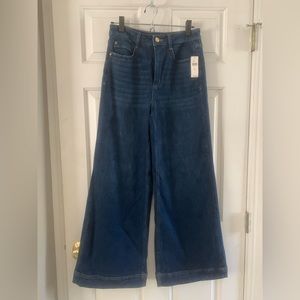 ANTHROPOLOGIE MAEVE wide leg jeans regular length with stitching at cuff. NWT